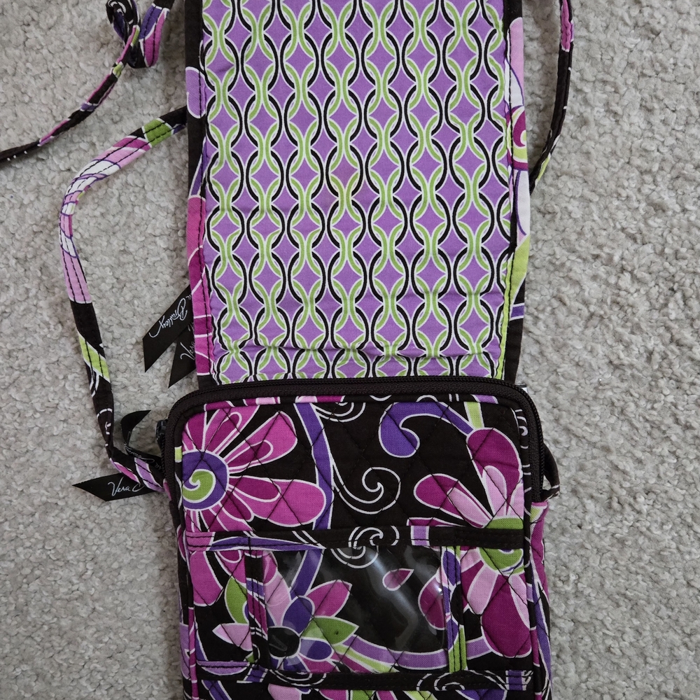 Vera Bradley 🎀 FLUTERBY Pink & Green Shoulder Bag, Crossbody Bag & Wristlet - Picture 6 of 10